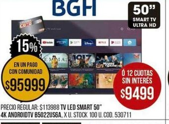 Coto TV Led Smart 50" 4K Android TV B5022US6A oferta