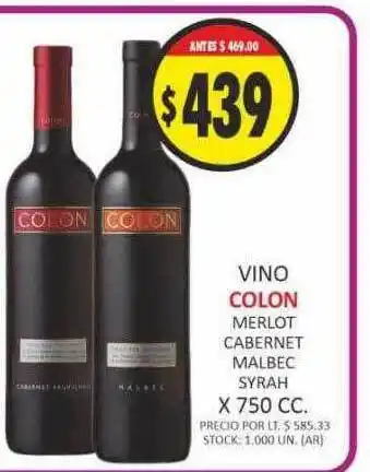 Vino colon merlot cabernet malbec syrah
