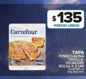 Carrefour Maxi Tapa p-pascualina criolla-hojaldre bolsa x 2 oferta