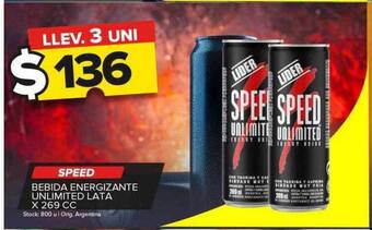 Carrefour Maxi Speed bebida energizante unlimited lata x 269 cc oferta
