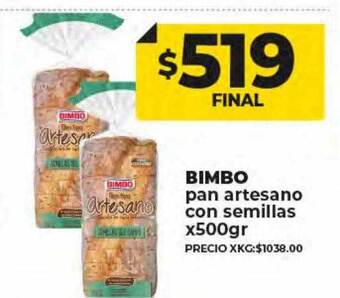 Supermayorista Vital Bimbo pan artesano con semillas oferta