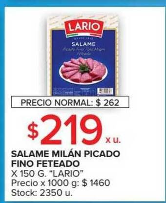 Carrefour Salame Milán Picado Fino Feteado x 150g oferta