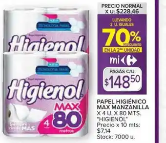 Carrefour Papel Higiénico Max Manzanilla x 4u oferta