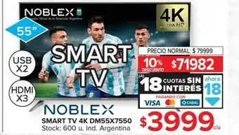 Carrefour Smart Tv 4k Dm55x7550 Noblex oferta