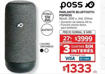 Carrefour Parlante Bluetooth Pspw30 Poss oferta