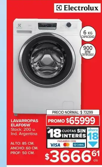 Carrefour Lavarropas Elaf06w Electrolux oferta