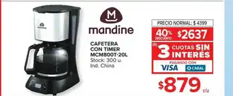 Carrefour Cafetera Con Timer Mcm800t-20l Mandine oferta
