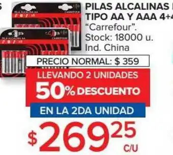 Carrefour Pilas Alcalinas Lr03 Tipo Aa Y Aaa 4+4 oferta