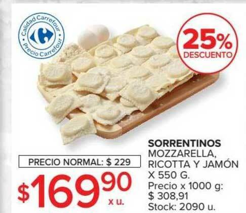Carrefour Market Sorrentinos Mozzarella, Ricotta Y Jamón X 550g oferta