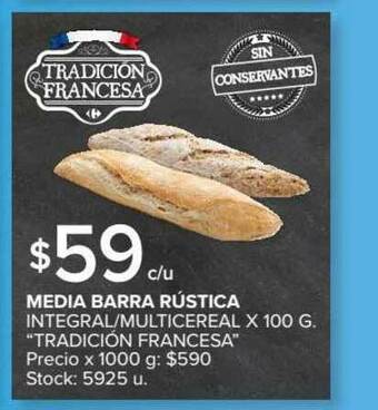 Carrefour Market Media Barra Rústica Integral-Multicereal X 100g. oferta