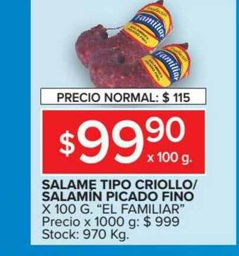 Carrefour Market Salame Tipo Criollo-Salamín Picado Fino X 100g oferta