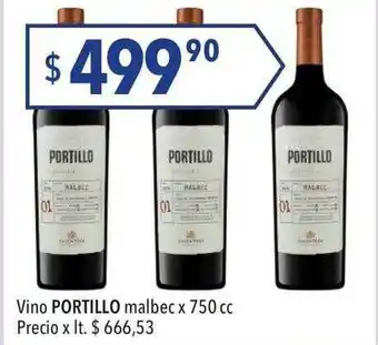 Hergo Vino portillo malbec x 750 cc oferta