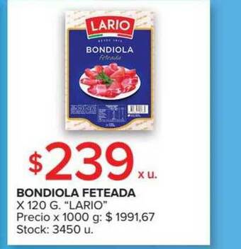 Carrefour Market Lario Bondiola Feteada x 120g oferta