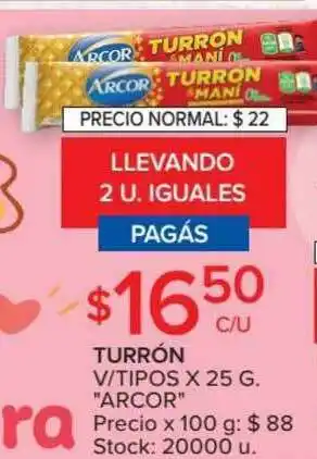 Carrefour Market Arcor Turrón V/Tipos X 25g oferta