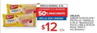 Carrefour Market Bauducco Obleas Sabor Chocolate - Frutilla - Vainilla X 30g oferta