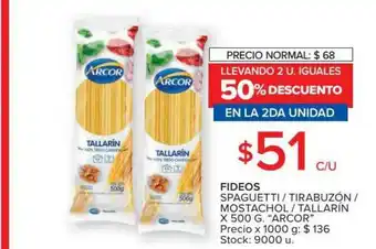 Carrefour Market Arcor Fideos Spaguetti / Tirabuzón / Mostachol / Tallarín X 500g oferta