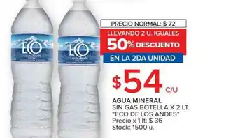 Carrefour Market Eco de Los Andes Agua Mineral Sing Gas Botella X 2 Lt. oferta