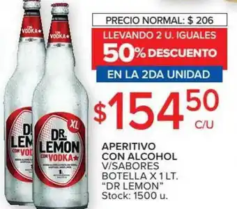 Carrefour Market Dr Lemon Aperitivo Con Alcohol V/Sabores Botella X 1 Lt. oferta