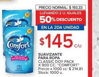 Carrefour Market Comfort Suavizante Para Ropa Classic Doy Pack x 900cc oferta