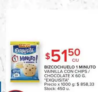 Carrefour Market Exquisita Bizcochuelo 1 Minuto Vainilla Con Chips / Chocolate x 60g oferta