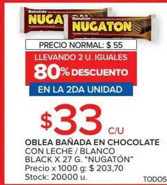 Carrefour Market Nugaton Oblea Bañada En Chocolate Con Leche / Blanco Black X 27g oferta