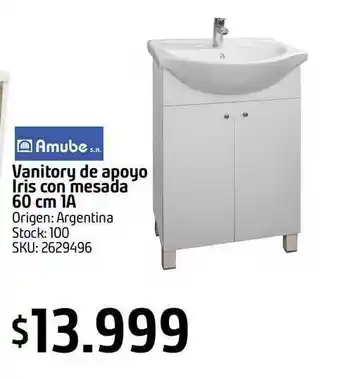 Amube Vanitory De Apoyo Iris Con Mesada 60cm 1a