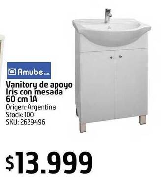 Sodimac Amube Vanitory De Apoyo Iris Con Mesada 60cm 1a oferta
