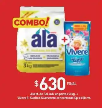 Anika Shop Ala M. De Sol Jab. En Polvo x 3kg, Vivere F. Sueños Suavizante Concentrado x 450ml oferta