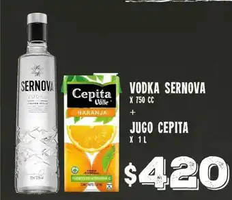 Supermercados Zeta Sernova Vodka 750cc + Cepita Jugo x 1L oferta