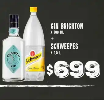 Supermercados Zeta Brighton Gin x 700ml + Schweepes x 1,5L oferta