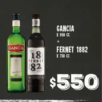 Supermercados Zeta Gancia x 950cc + Fernet 1882 x 750cc oferta