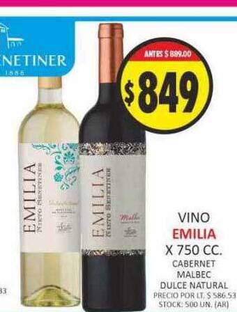 Supermercados Becerra Vino emilia oferta