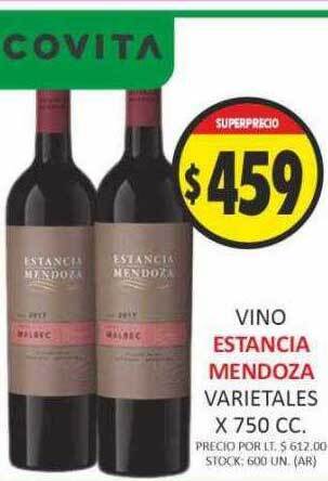 Supermercados Becerra Vino estancia mendoza varietales oferta