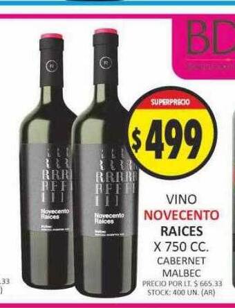 Supermercados Becerra Vino novecento raices oferta