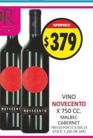 Supermercados Becerra Vino novecento malbec cabernet oferta