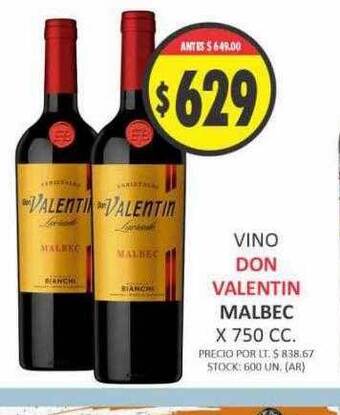 Supermercados Becerra Vino don valentin malbec oferta