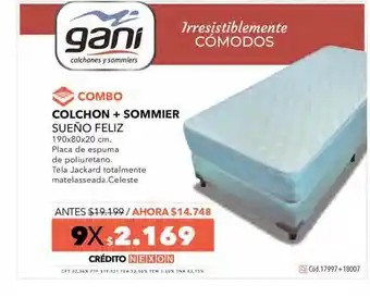 Combo Colchon + Sommier Sueño Feliz