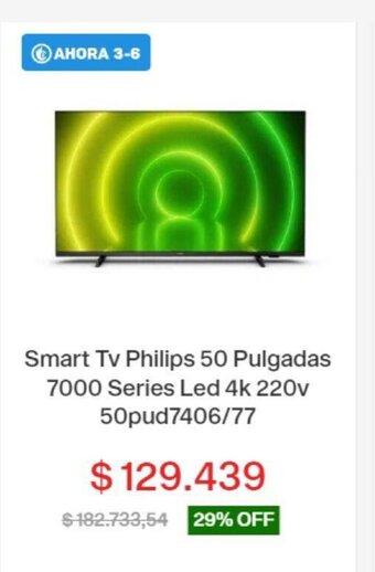 Garbarino Smart TV Philips 50 Pulgadas 7000 Series Led 4k 220v 50pud7406/77 oferta