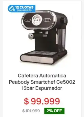 Garbarino Cafetera Automatica Peabody Smartchef Ce5002 15bar Espumador oferta