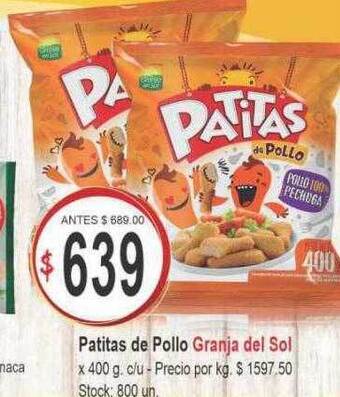 Supermercados Becerra Patitas de pollo granja del sol oferta