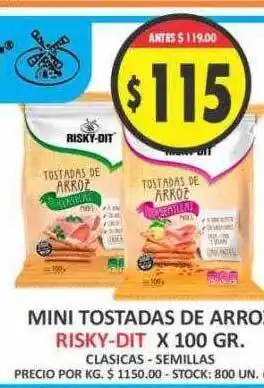 Supermercados Becerra Mini tostadas de arroz risky-dit oferta