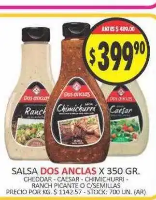 Supermercados Becerra Salsa dos anclas x 350 gr oferta