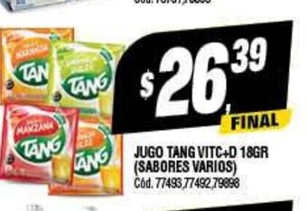 Supermercados Yaguar Jugo Tang VitC + D 18GR ( Sabores Varios ) oferta