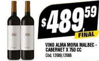 Supermercados Yaguar Vino Alma Mora Malbec Cabernet X 750 CC oferta