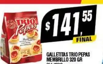 Supermercados Yaguar Galletitas Trio Pepas Membrillo 320 GR oferta
