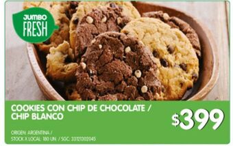 Jumbo Cookies con chip de chocolate / blanco x un oferta