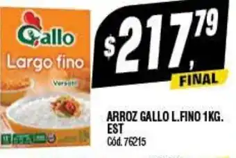 Supermercados Yaguar Arroz Gallo L. Fino 1 kg, EST oferta