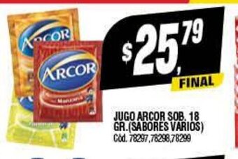 Supermercados Yaguar Jugo Arcor Sob. 18 Gr. ( Sabores Varios ) oferta