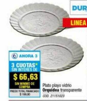 Plato playo vidrio orquidea transparente