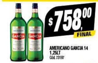 Supermercados Yaguar Americano Gancia 14 1.25LT oferta